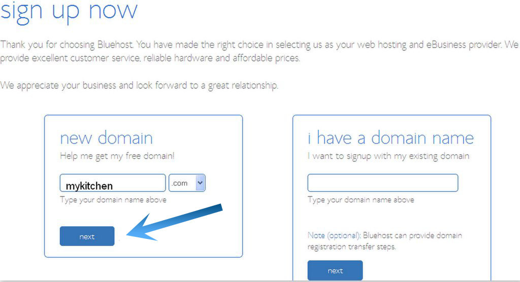Bluehost signup