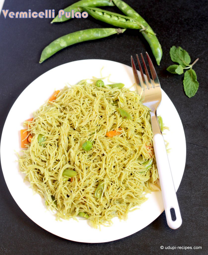 vermicelli pulao with fresh peas