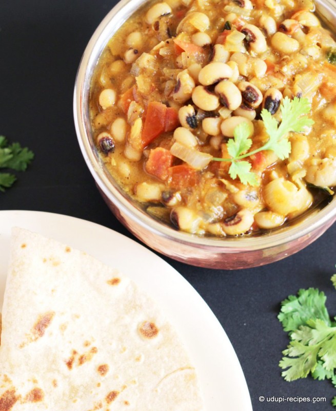 Black Eyed Peas Masala Delicious Chapati Side Dish Udupi Recipes