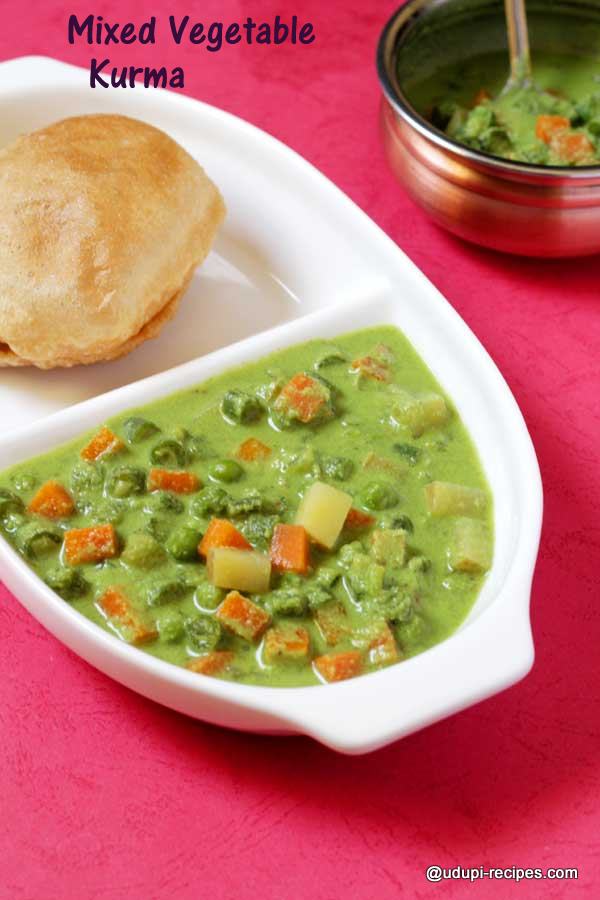 Best side dish with poori mixed vegetable kurma