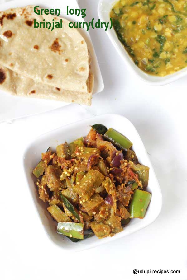 green long brinjal curry - chapati side dish