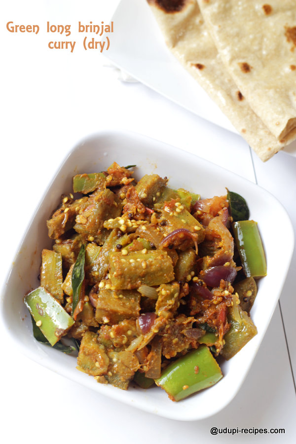 yumm green long brinjal curry