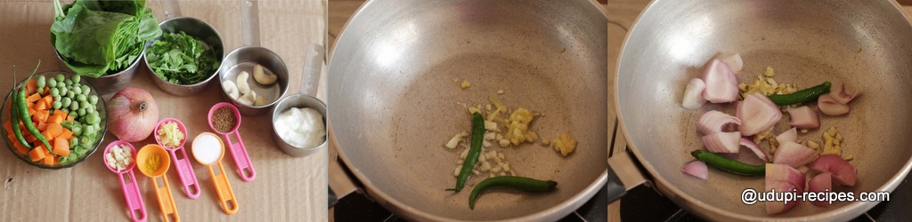vegetable palak gravy preparation step 1
