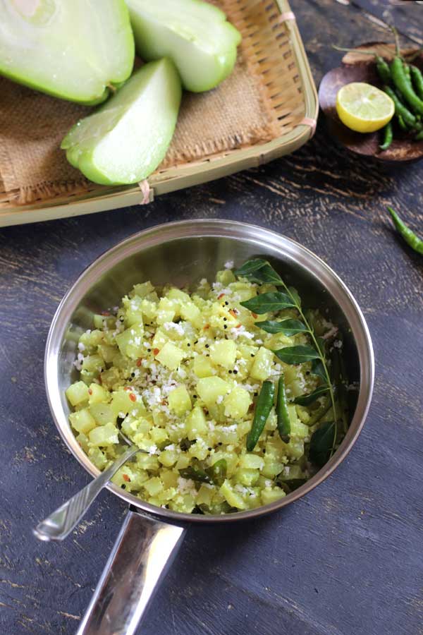 chayote stirfry- easy seeme badane palya