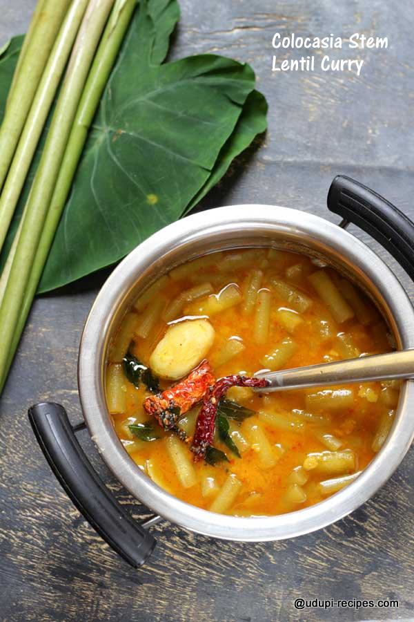 colocasia stem lentil curry-traditional recipe