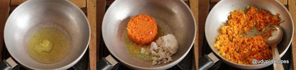 carrot burfi preparation step 2