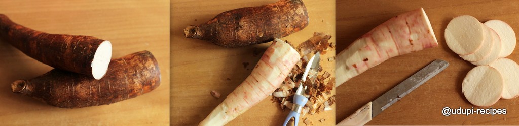 cassava pakora preparation step 1