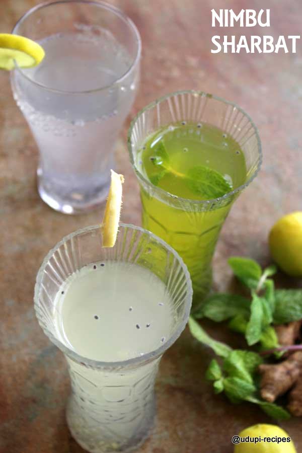 Nimbu Sharbat | Lemon Sharbat in 3 Ways - Udupi Recipes